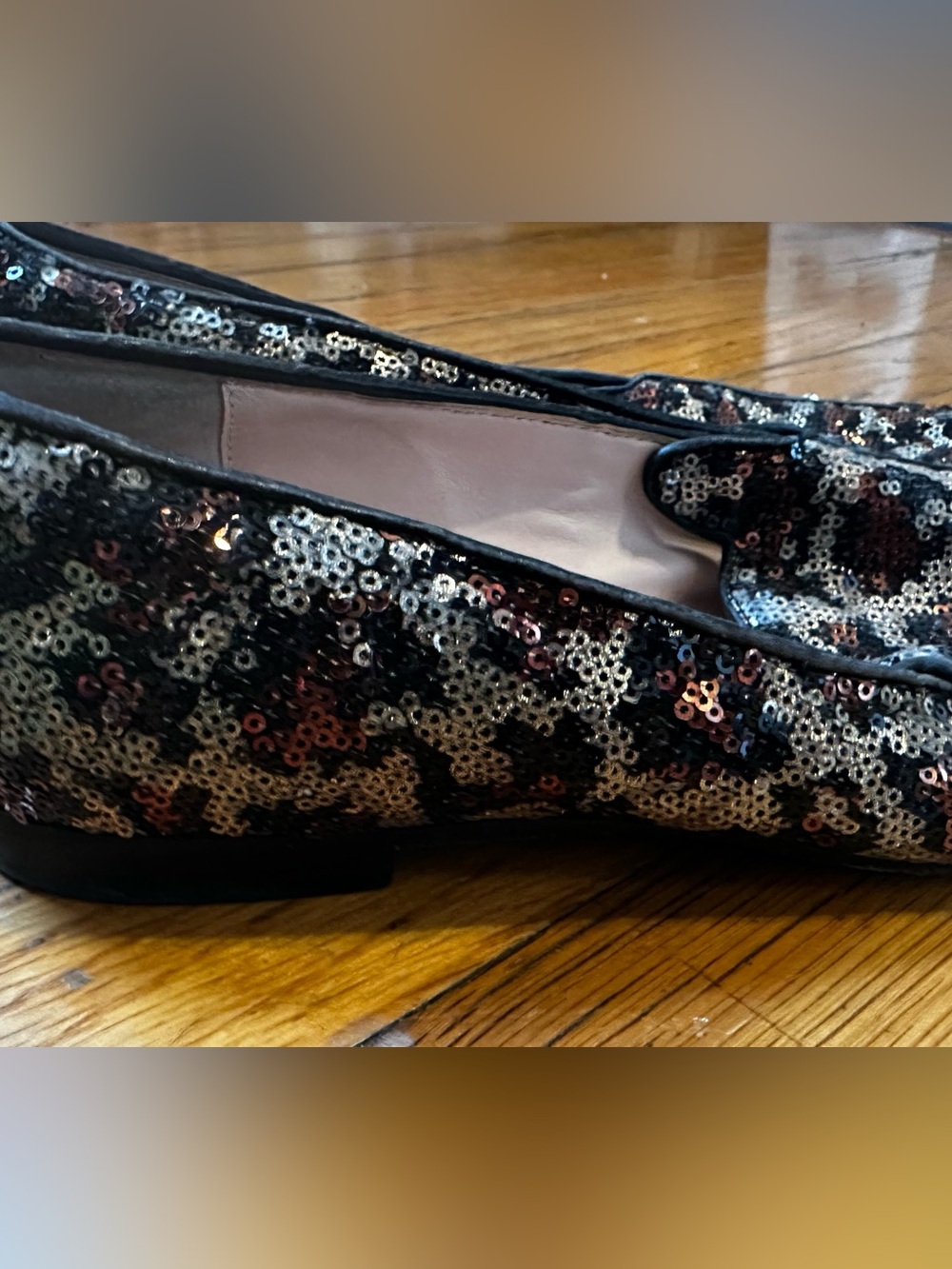Kate Spade New York "Caty" Animal Leopard Print Sequin Flats Loafers Mobwife - Picture 7 of 10